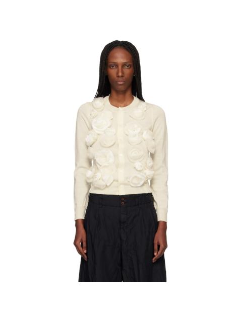 Off-White Lambswool Jersey X Flower Embroidery Cardigan