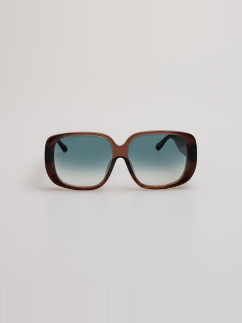 Astrid Oversized Sunglasses in Brown and Aqua