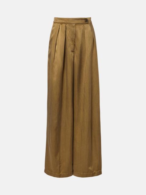 Pleated high-rise wide-leg pants