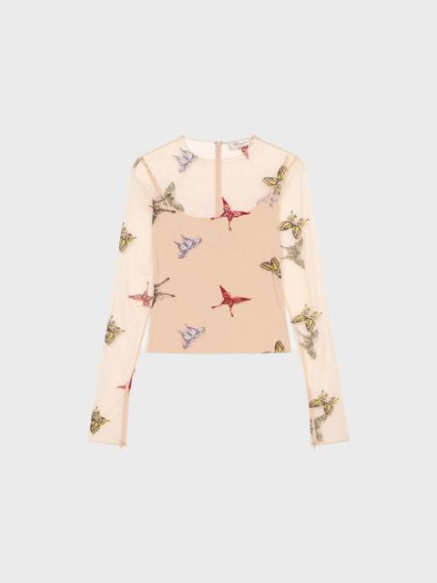 TULLE SWEATER WITH EMBROIDERY