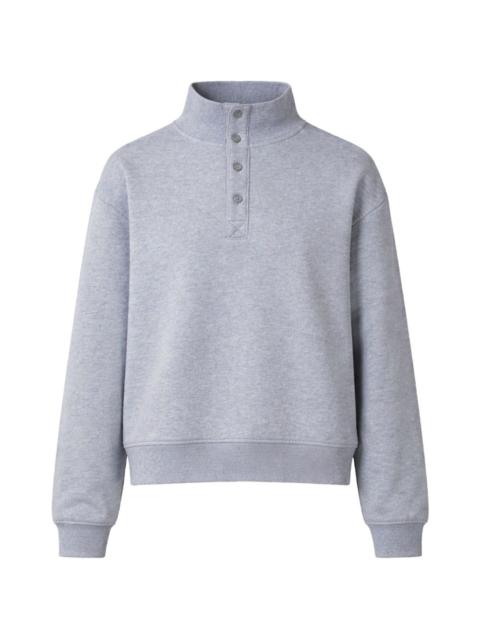 Port buttoned-collar cotton pullover