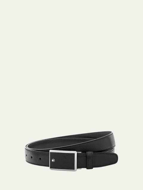 Men's Rectangle-Buckle Leather Belt