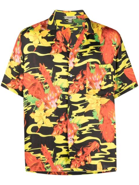 floral-print bowling shirt