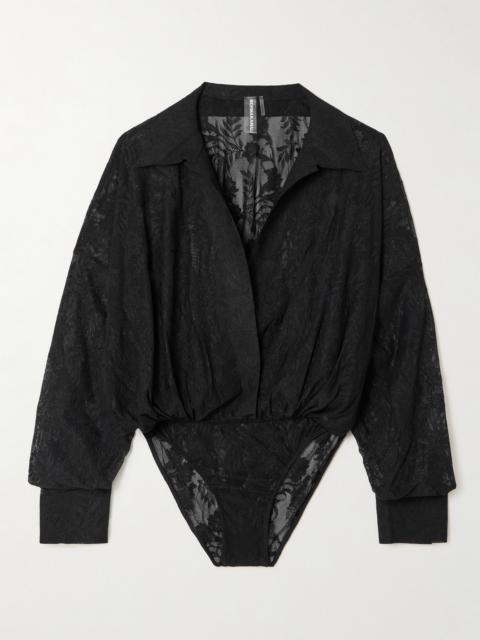 Embroidered Stretch-lace Bodysuit