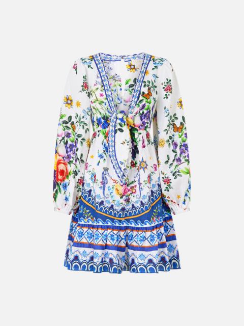 SHORT TIE FRONT BLOUSON DRESS