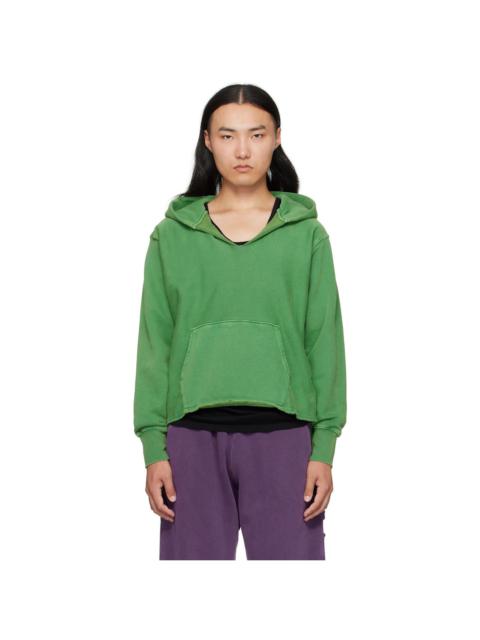 Green Heavyweight Raw Cropped Hoodie