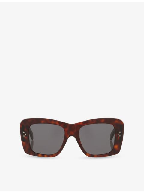 CL40321I 3-Dots Square-Frame Tortoiseshell Acetate Sunglasses