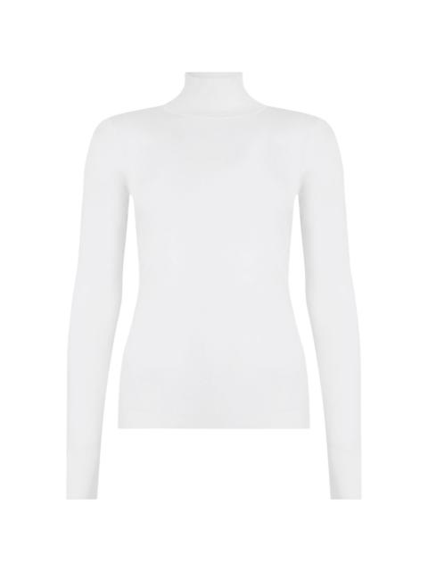 high-collar long-sleeve blouse