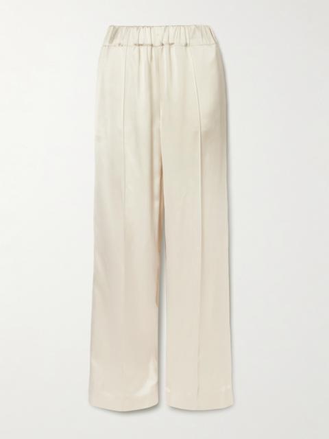 Pleated Satin Straight-leg Track Pants