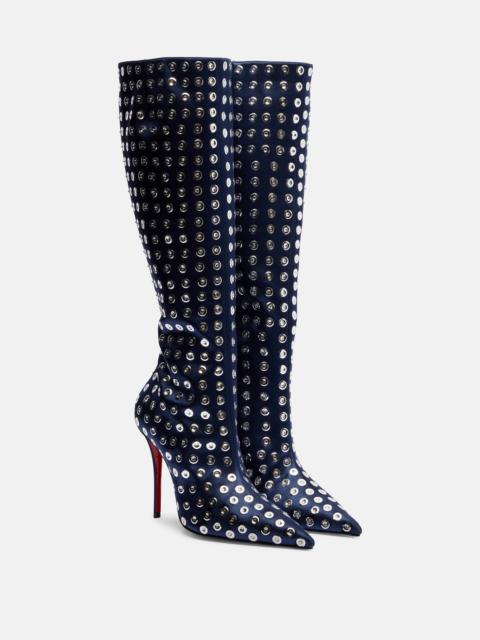 Miss Z 100 embellished satin knee-high boots
