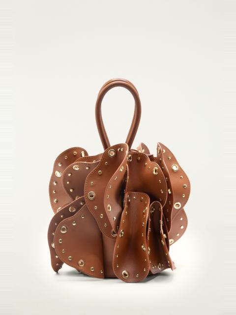 Brown Leather Studded Flower Bag