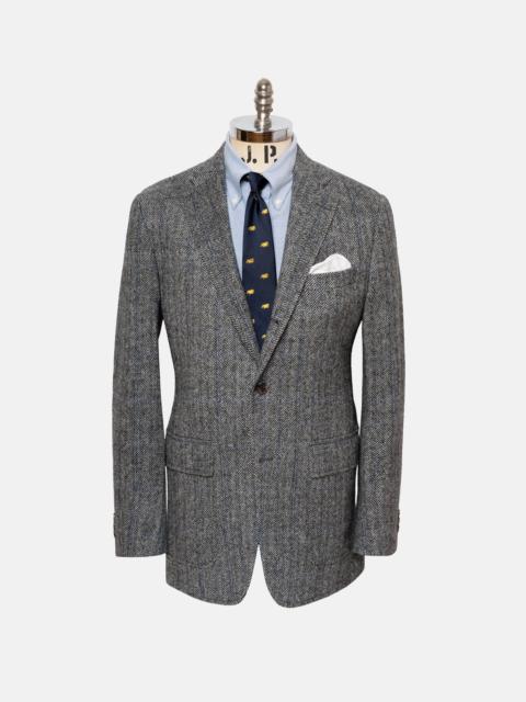 MADE-IN-USA BLACK & WHITE HERRINGBONE CHEVIOT TWEED SPORT COAT