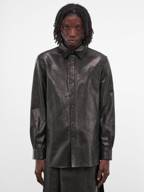 Benedictus Black Lambskin Button-Up Shirt