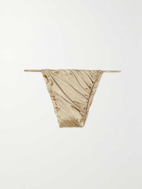 Flash Ruched Stretch-satin Bikini Briefs
