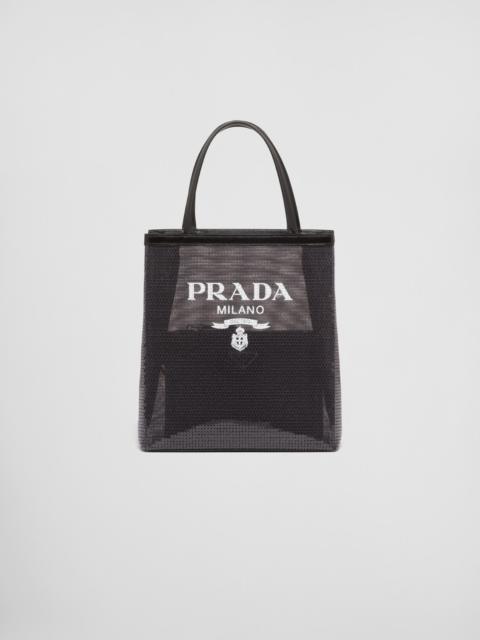 Small sequined mesh tote bag