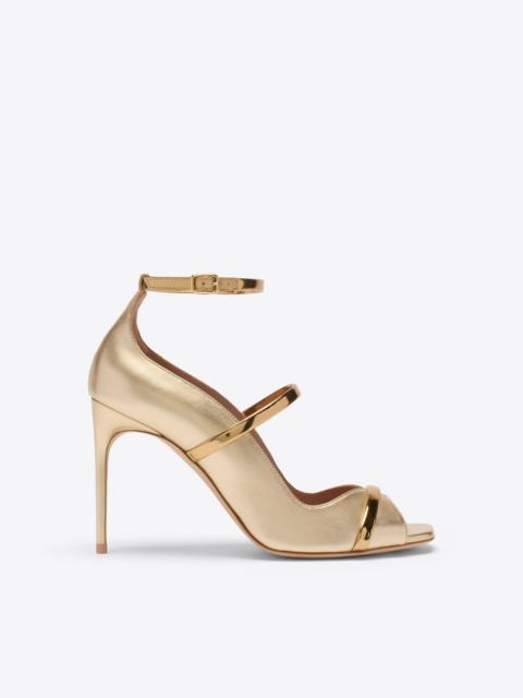 Cynthia 90 Gold Metallic Leather Heeled Sandals