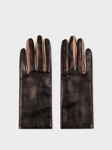 Leather 'Signature Stripe' Gloves