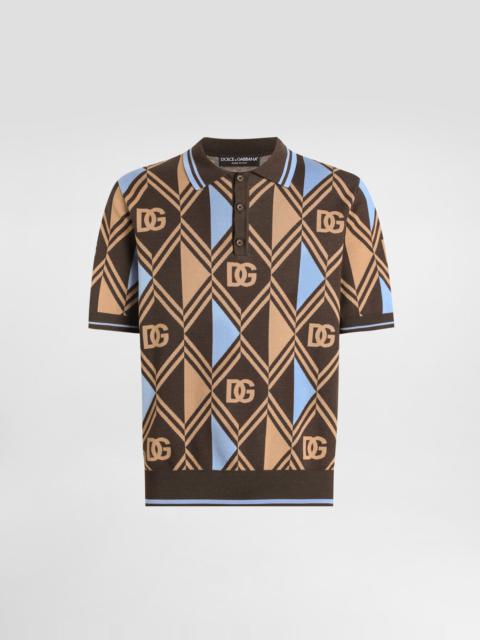 Cotton-jacquard piqué polo shirt