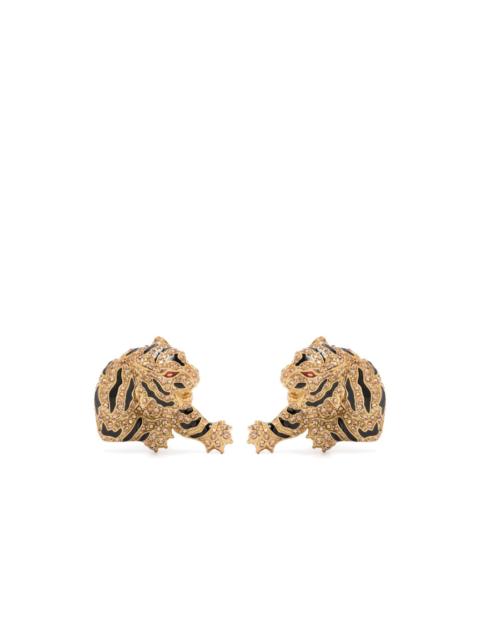 crystal-embellished tiger earrings