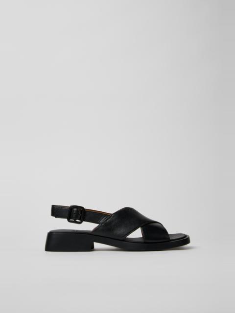 Black Leather Sandals for Women.