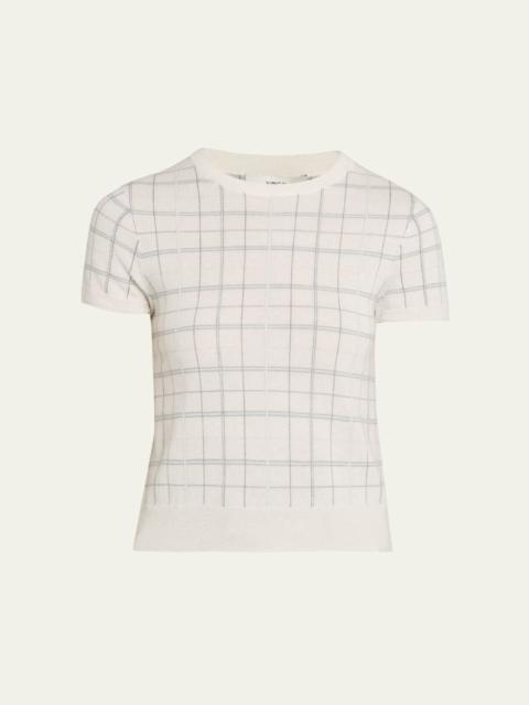 Plaid Short-Sleeve Crewneck Top