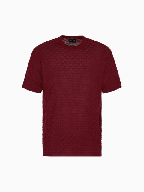 SHORT-SLEEVED CREW-NECK JUMPER IN CASHMERE AND SILK