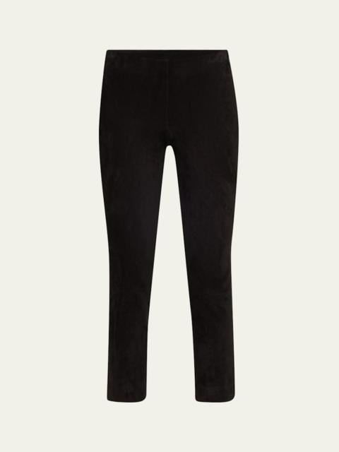Stretch-Suede Split Hem Crop Pants