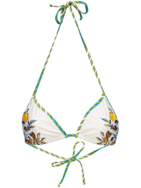 floral-print halterneck bikini top