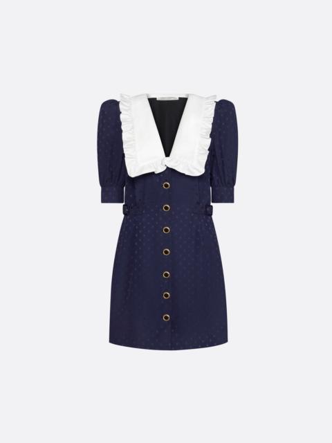 SILK JACQUARD MINI DRESS WITH BUCKLES