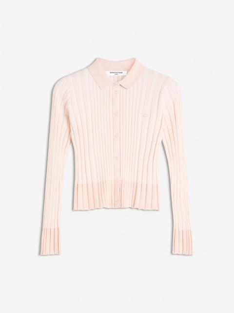 BABY FOX PATCH PLEATED RIBBED CARDIGAN