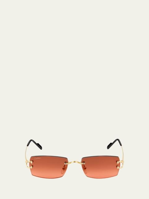 Men's Classic Decor C Rimless Rectangular Metal Sunglasses