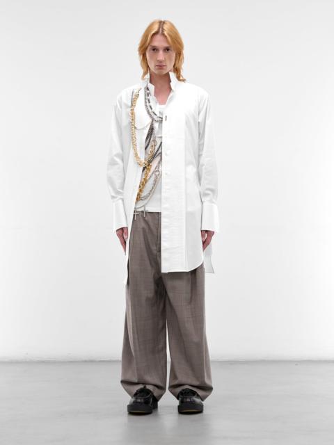 White Layered Necklaces Deconstructed Shirt