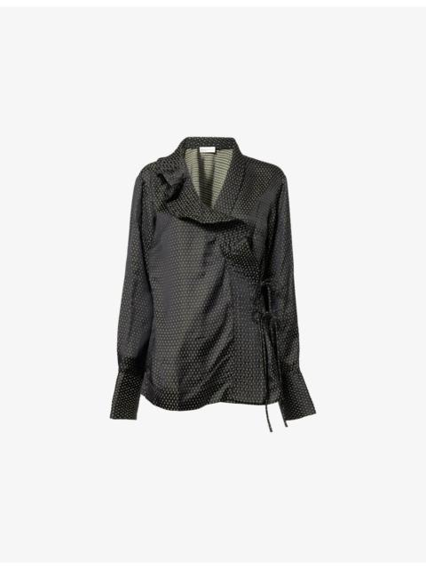 Frilled Printed Woven Shirt