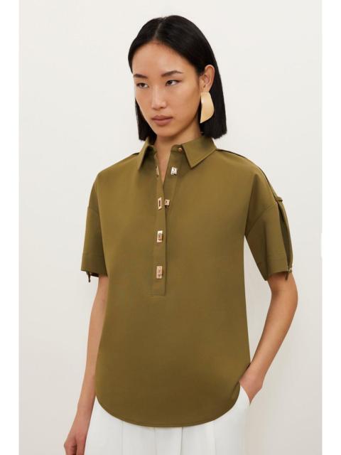 Techno Cotton Woven Short Sleeve Hardwear Detail Shirt