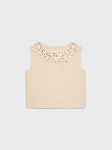 embroidered top in bouclette natté