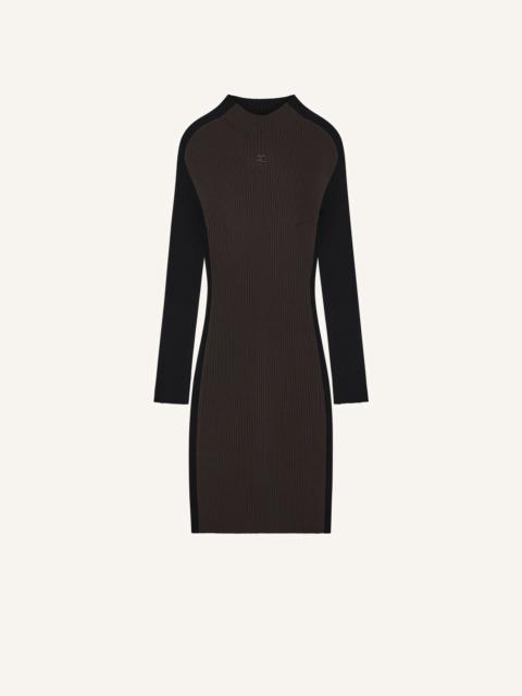 CONTRAST FRAME RIB KNIT MINI DRESS