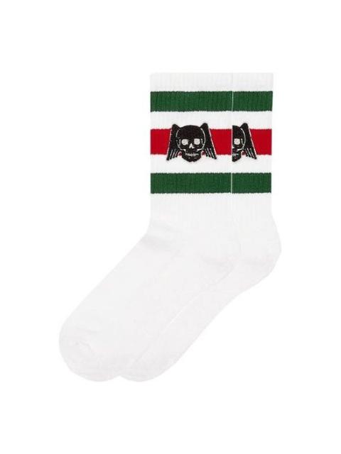 Gucci Flying Skull Embroidered Stockings For Men 1 Pack White 553123-4G490-9066