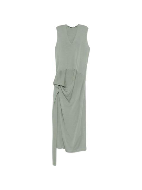 V-neck draped maxi dress