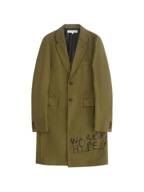 Khaki Long Cotton Blend Coat
