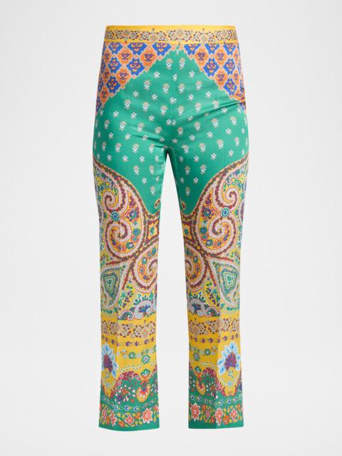 Paisley Cropped Bootcut Trousers
