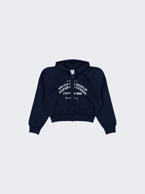 Alphabet Round Shoulder Zip-up Hoodie Navy