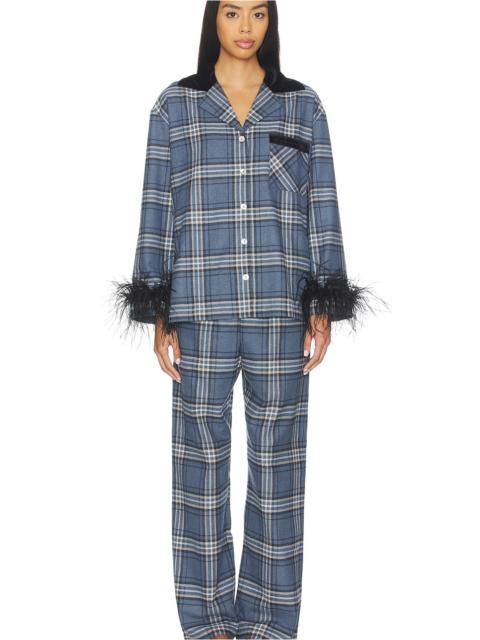Checked Cotton-flannel Set With Detachable Feathers