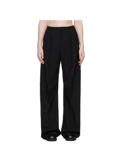 Black Wool Wide Leg Trousers