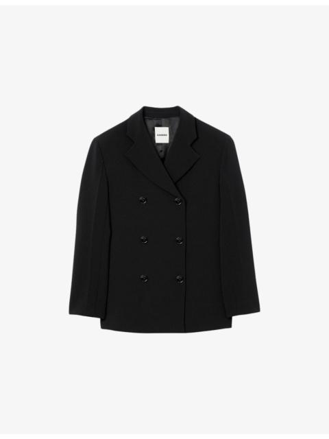 Oversized Double-Breasted Stretch-Woven Blazer