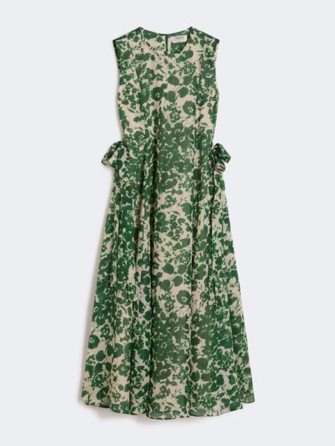 Printed ramie canvas dress - GREEN
