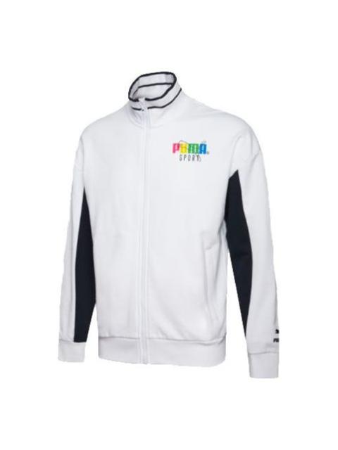 PUMA Logo Sleeve Track Jacket 'White Black' 597343-02