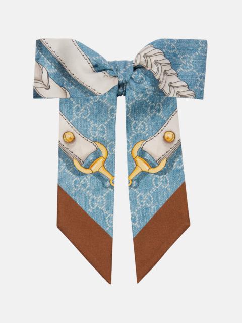 Horsebit printed silk twill scrunchie