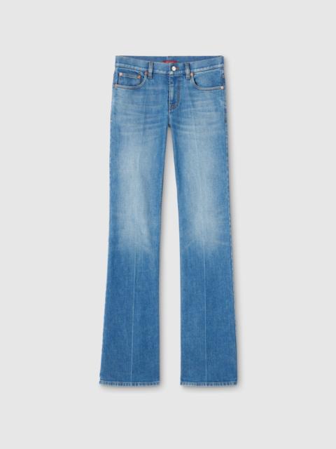 Flared stretch cotton denim pants