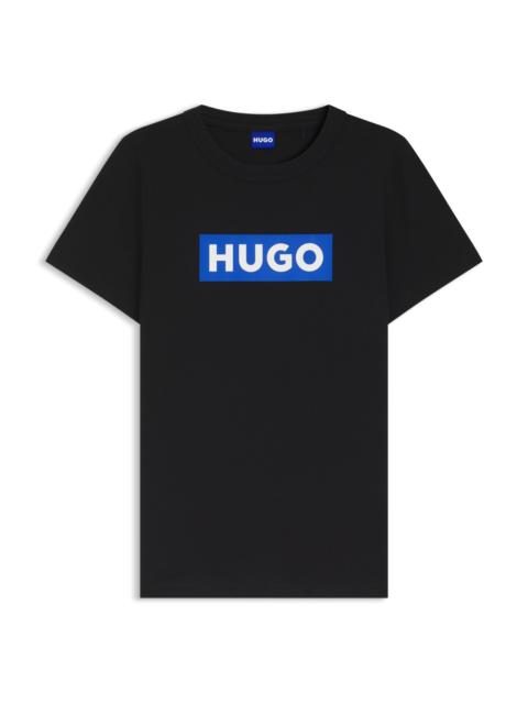 SLIM-FIT T-SHIRT IN COTTON WITH BLUE BOXED LOGO