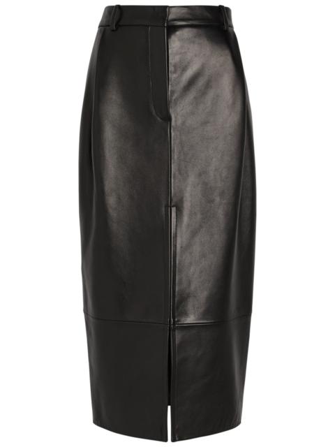 Khaite Anden Leather Midi Skirt